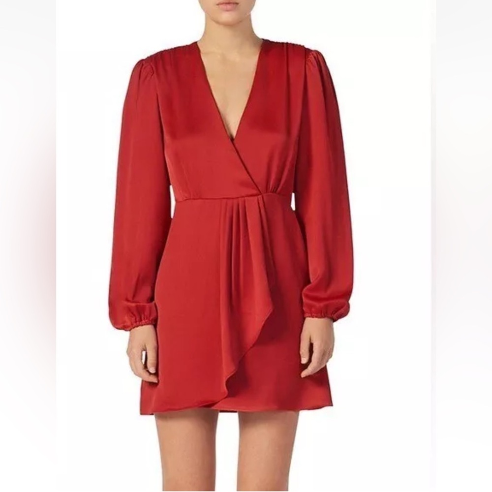 Sandro Leana Faux-wrap Mini Dress Red